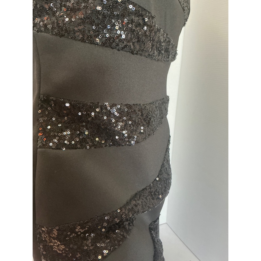 R&M Richard's Black Sequin Tiered Sheath Cocktail Dress Size 6 Formal NWT - Picture 5 of 16